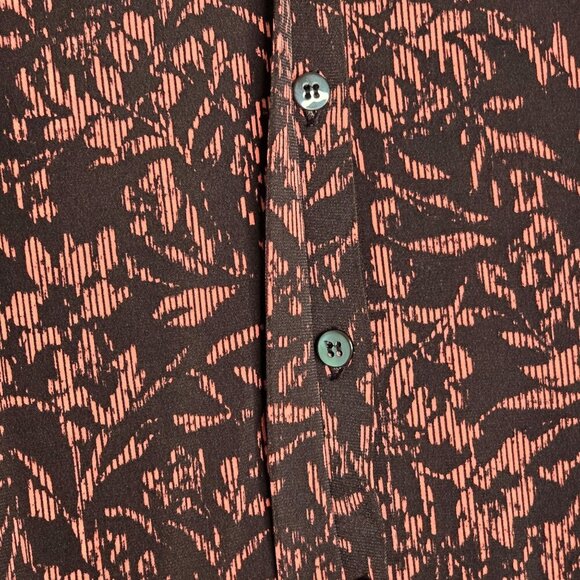 Susan Graver Womens Printed Button-Down Blouse XL Black/Rust Long Sleeve - Picture 6 of 9